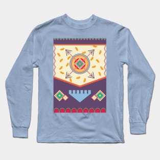 Collorful boho pattern geometric shapes Long Sleeve T-Shirt